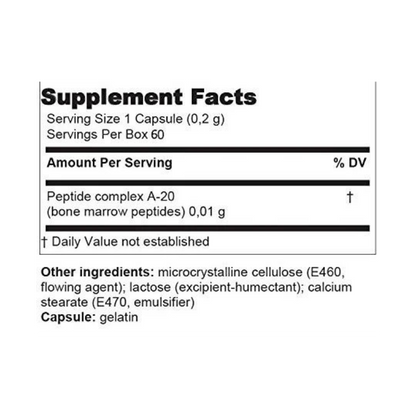 Bonomarlot - A-20 Original Khavinson Bone Marrow Peptide Bioregulator - 60 Capsules